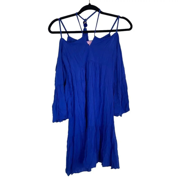LILLY PULITZER Alanna Off The Shoulder Dress In Bomber Blue Size XS - Picture 2 of 8